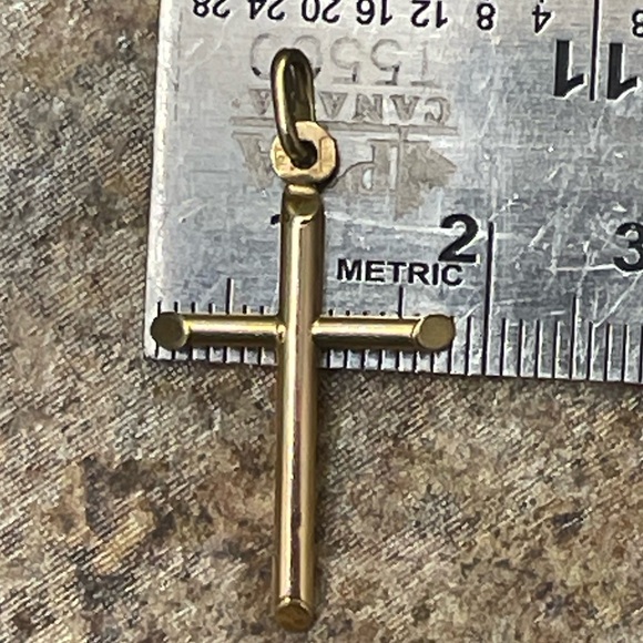 10K Yellow Gold (18mm) Plain Hollow Cross Pendant Only - Picture 13 of 14
